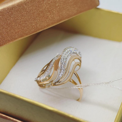 Золотое кольцо литьевое 43 фианита-К.1-4021-001